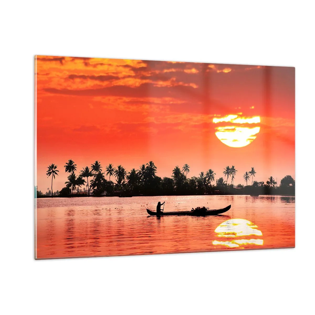 Üveg kép - A trópusok nyugalma naplementekor - 120x80 cm