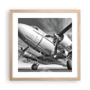 Poszter világos tölgy keretben - Mindig kész a repülésre - 40x40 cm