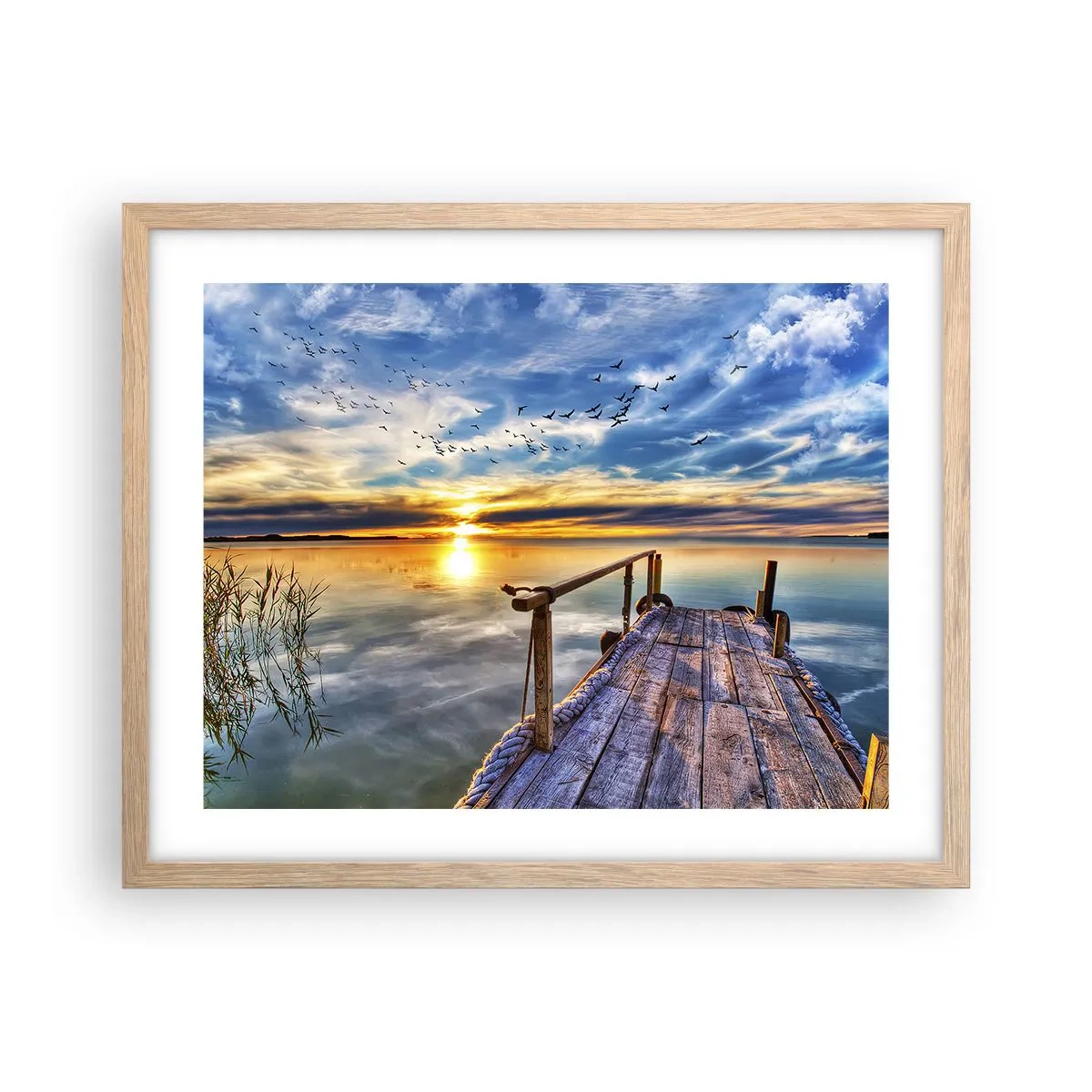 Poszter világos tölgy keretben - Megnyugszik a szél - 50x40 cm