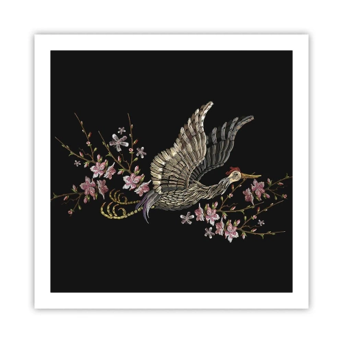 Poszter - Egzotikus hímzett madár - 60x60 cm
