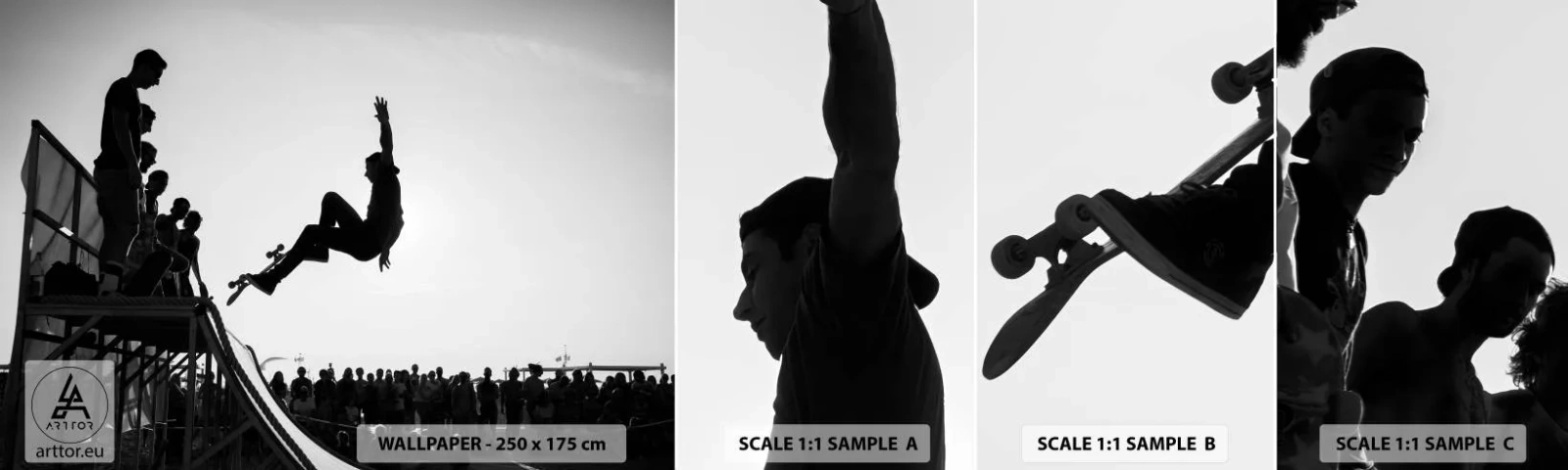 Fotótapéta Minta Standard Eco - Hősök és nézők - Gördeszkapark, Gördeszka, Sport - 100x30 cm