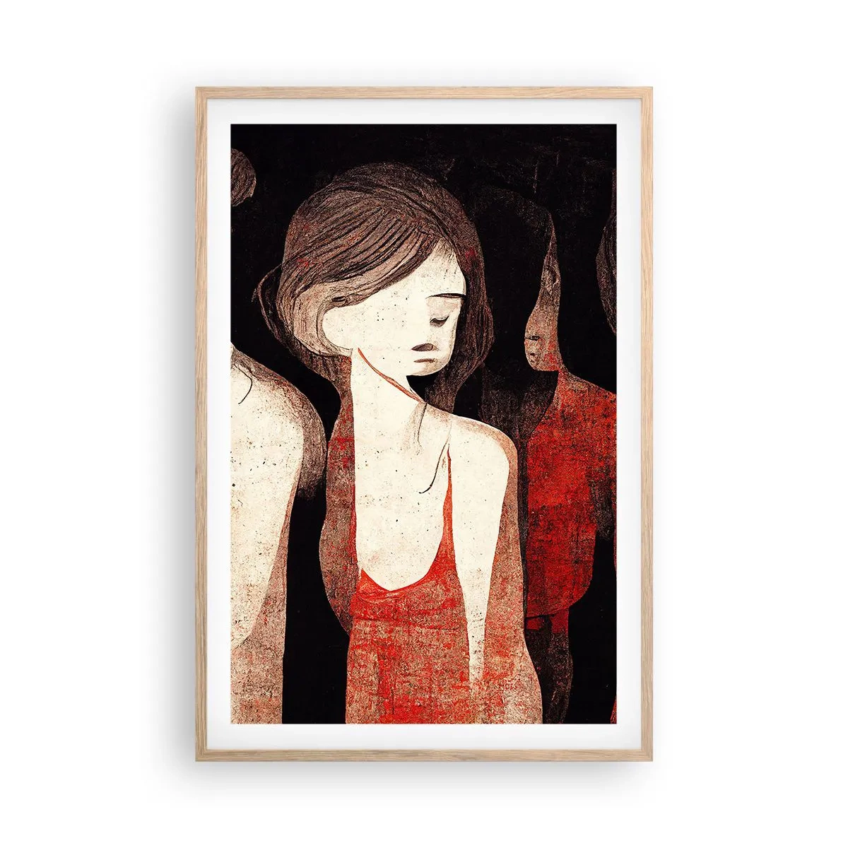 Poszter világos tölgy keretben - A sötétség madonnái - 61x91 cm