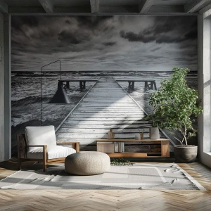 Fotótapéta Standard Eco - Várom, hogy elűzze a szél... - Tájkép, Fa híd, Tenger - 250x175 cm