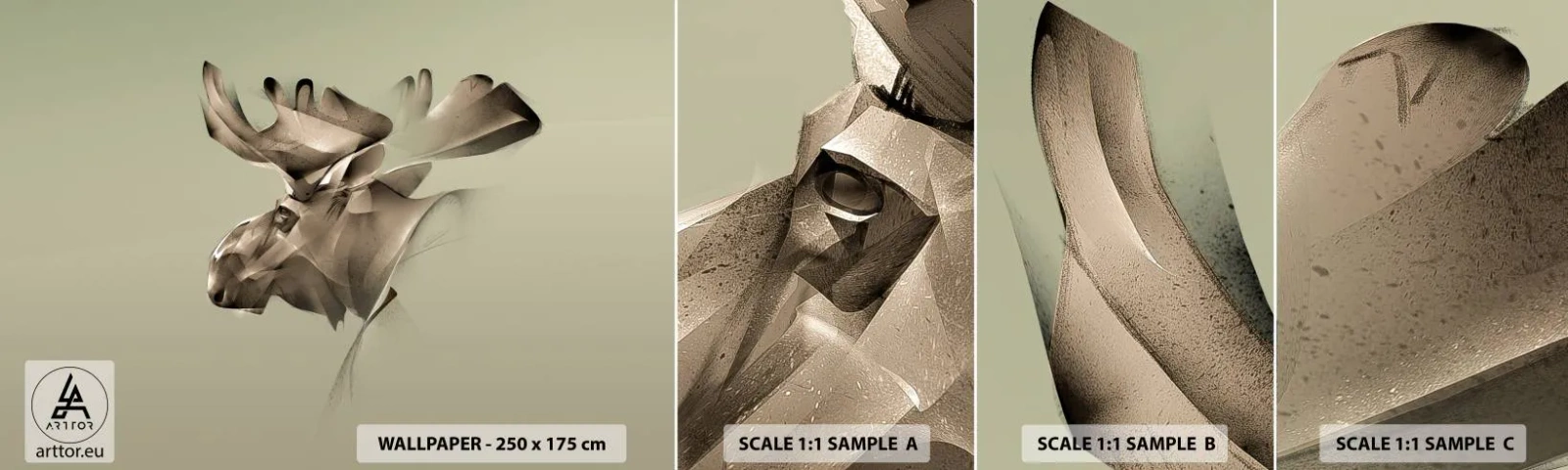 Fotótapéta Minta Öntapadós Deluxe Sticker - A béke szelíd ereje - Jávorszarvas, Absztrakció, Darab - 100x30 cm