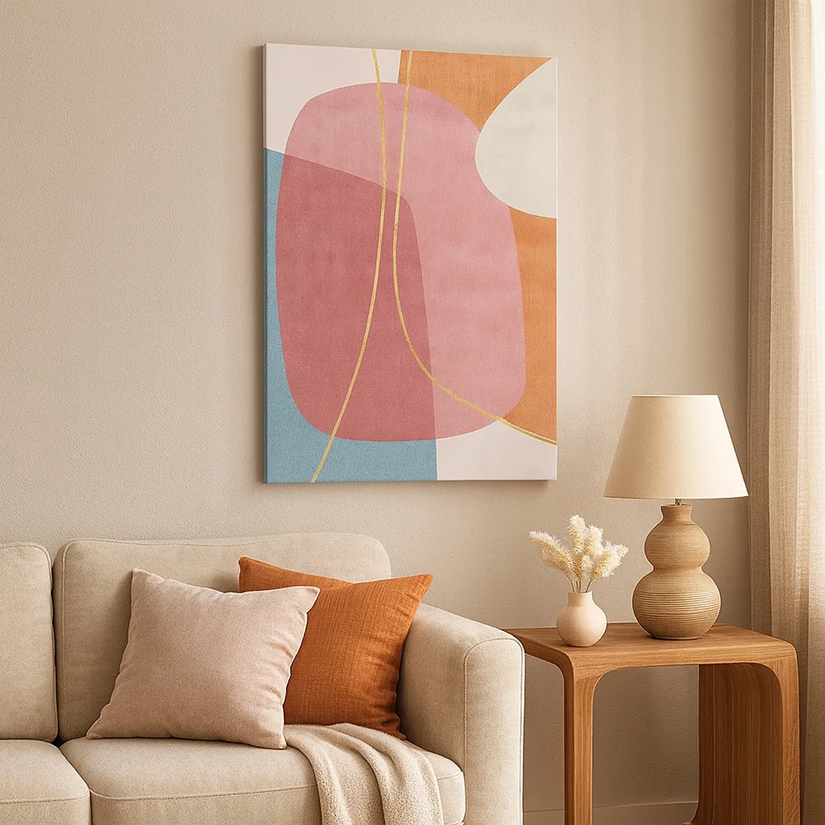 Vászonkép - Pasztell kompozíció aranyszálakkal - 50x70 cm