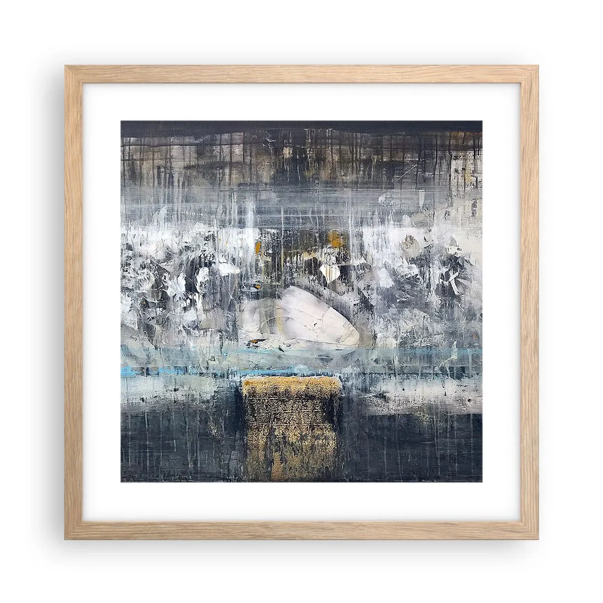 Poszter világos tölgy keretben - Mint a jégen, mint a csomón - 40x40 cm