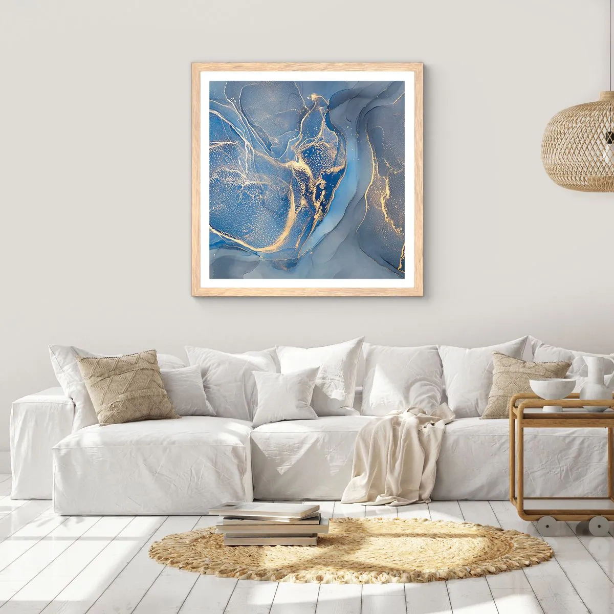 Poszter világos tölgy keretben - Arany por - 30x30 cm