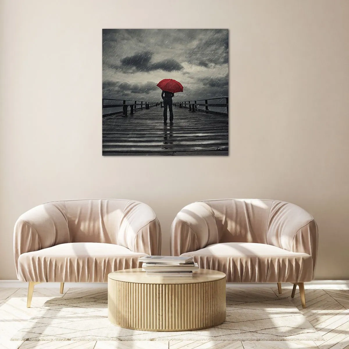 Üveg kép - Nem számít, hogy esik - 60x60 cm