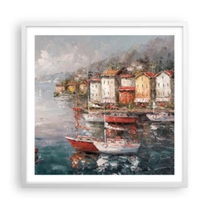 Poszter fekete keretben - Romantikus kikötő - 60x60 cm