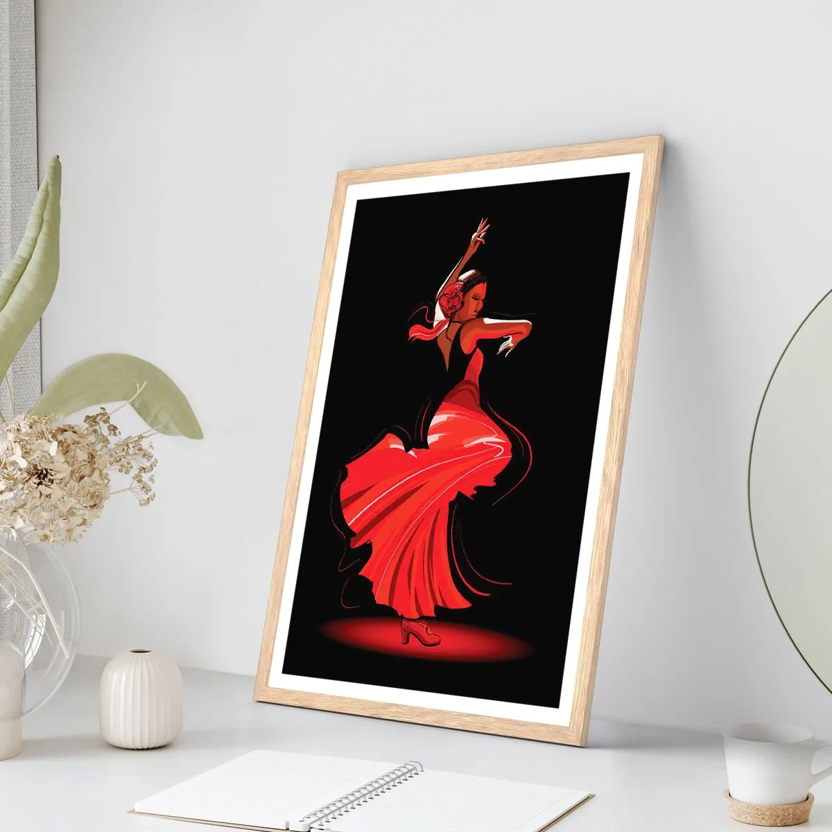 Poszter világos tölgy keretben - A flamenco tüzes szelleme - 30x40 cm