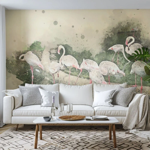 Fotótapéta Standard Eco - Egzotikus álom - Madarak, Flamingók, Természet - 500x350 cm