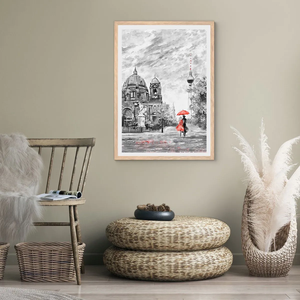 Poszter világos tölgy keretben - Berlini találkozó - 61x91 cm