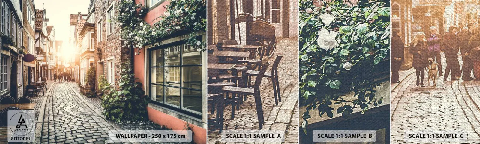 Fotótapéta Minta Premium Canvas - Rózsa sikátor rózsaszín fényben - Város, Hollandia, Építészet - 100x30 cm