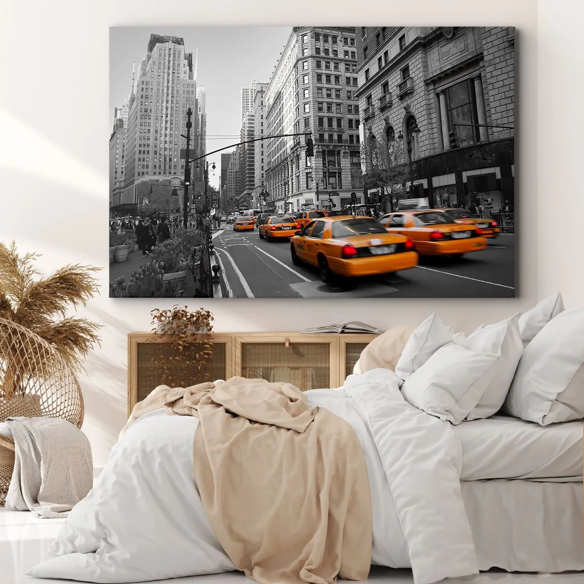 Vászonkép - Sárga taxik New York utcáin - 70x50cm - Nagyvárosi napok - Modern fali dekoráció nappalihoz és hálószobához ARTTOR