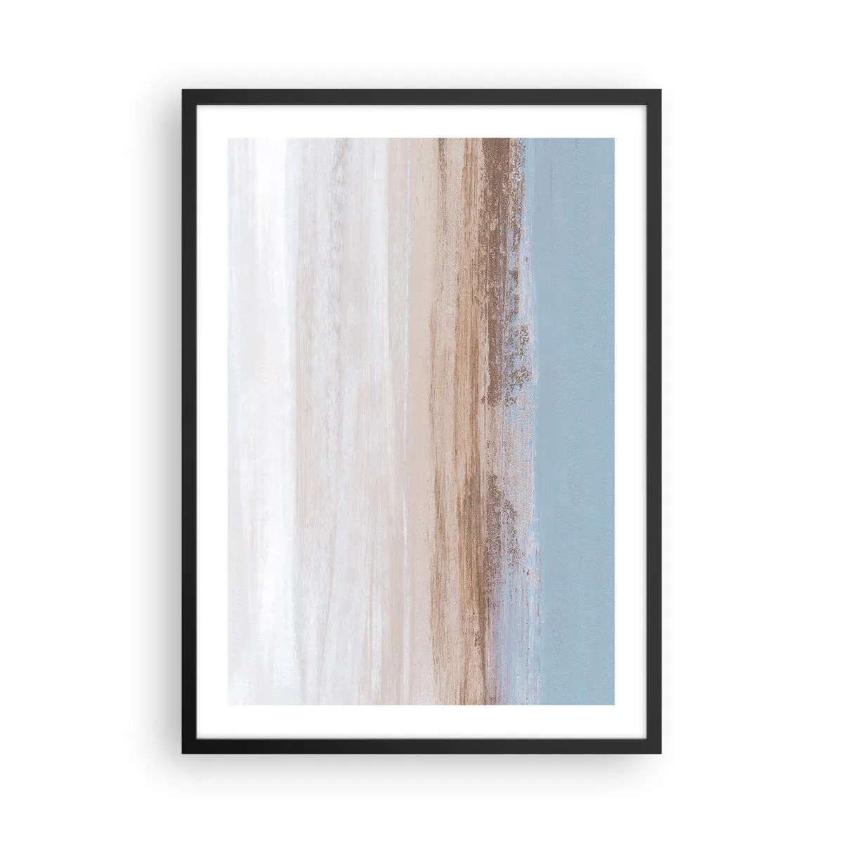 Poszter fehér keretben - Minimalista absztrakció a strand és a tenger színeiben - 50x70cm - Többértelmű tájkép - Modern fali dekoráció nappalihoz és hálószobához ARTTOR