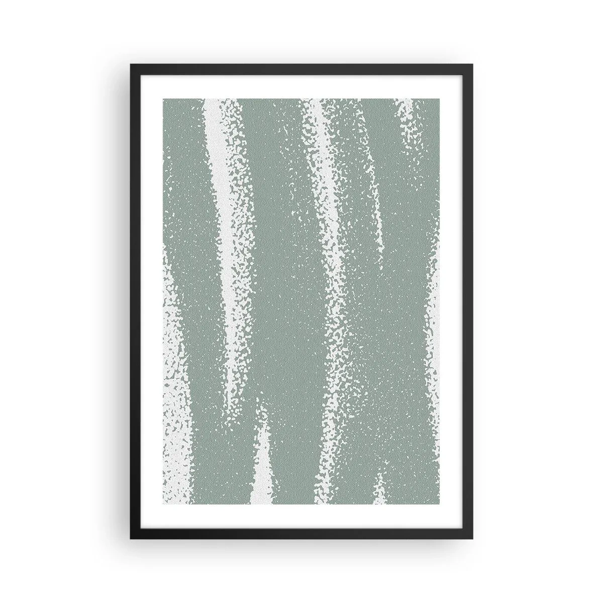 Poszter fehér keretben - Minimalista kompozíció zöld és fehér árnyalatokban - 50x70cm - Absztrakció téli hangulatban - Modern fali dekoráció nappalihoz és hálószobához ARTTOR