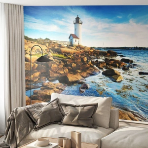Fotótapéta Premium Sand - Gyertek vissza boldogan, várlak - Tájkép, Világítótorony, Atlanti-óceán - 500x350 cm
