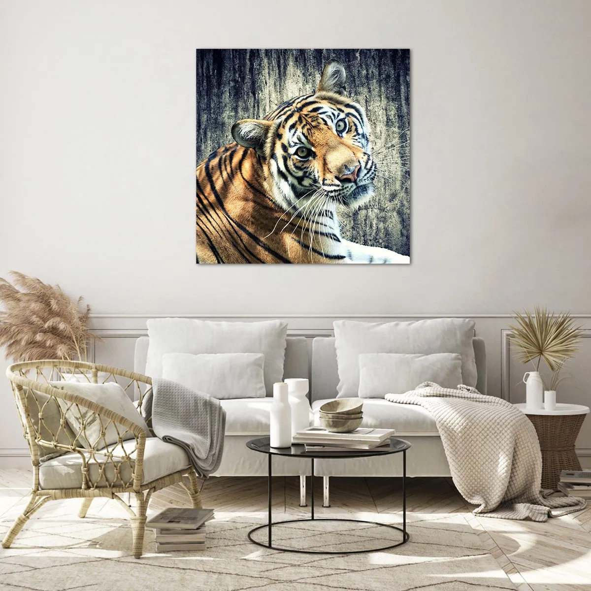 Üveg kép - Portré a fénysugárban - 70x70 cm