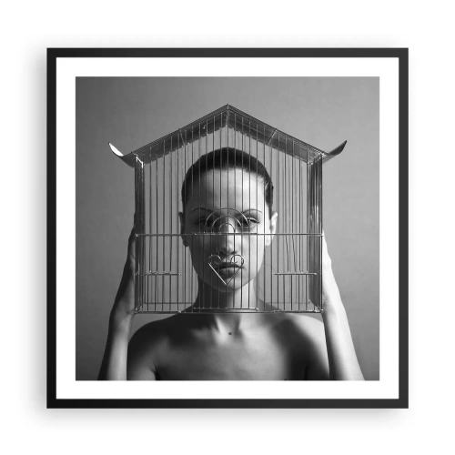 Poszter fehér keretben - Kissé szürreális portré - 60x60 cm