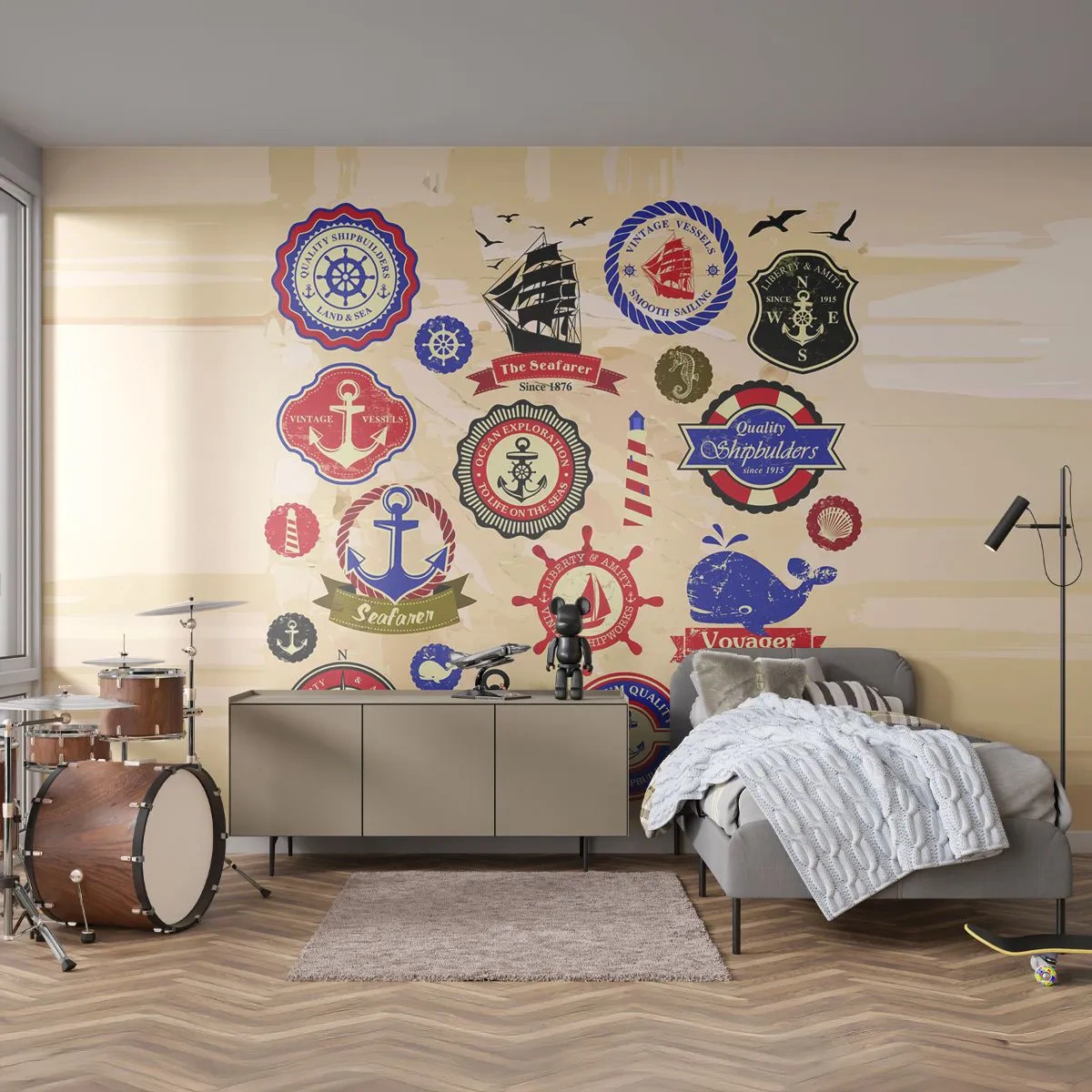 Fotótapéta Premium Canvas - Vitorlás testvériség - Tengeri, Horgony, Iránytű - 400x280 cm