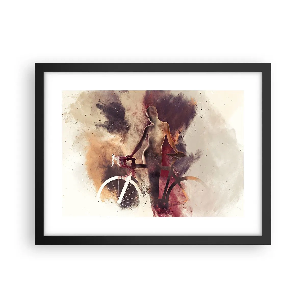 Poszter fehér keretben - Márvány formájú kerékpáros lélek - 40x30 cm