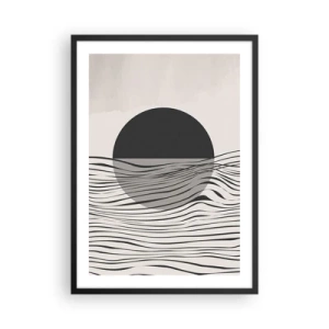 Poszter fehér keretben - Absztrakt naplemente hullámvonalakkal - 50x70cm - A feles kompozíciója - Modern fali dekoráció nappalihoz és hálószobához ARTTOR