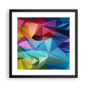 Poszter fehér keretben - Szivárvány origami - 40x40 cm
