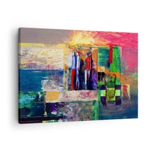 Vászonkép - Absztrakt kompozíció alakokkal és geometrikus mintákkal - 70x50cm - Kapcsolatok és érzelmek - Modern fali dekoráció nappalihoz és hálószobához ARTTOR
