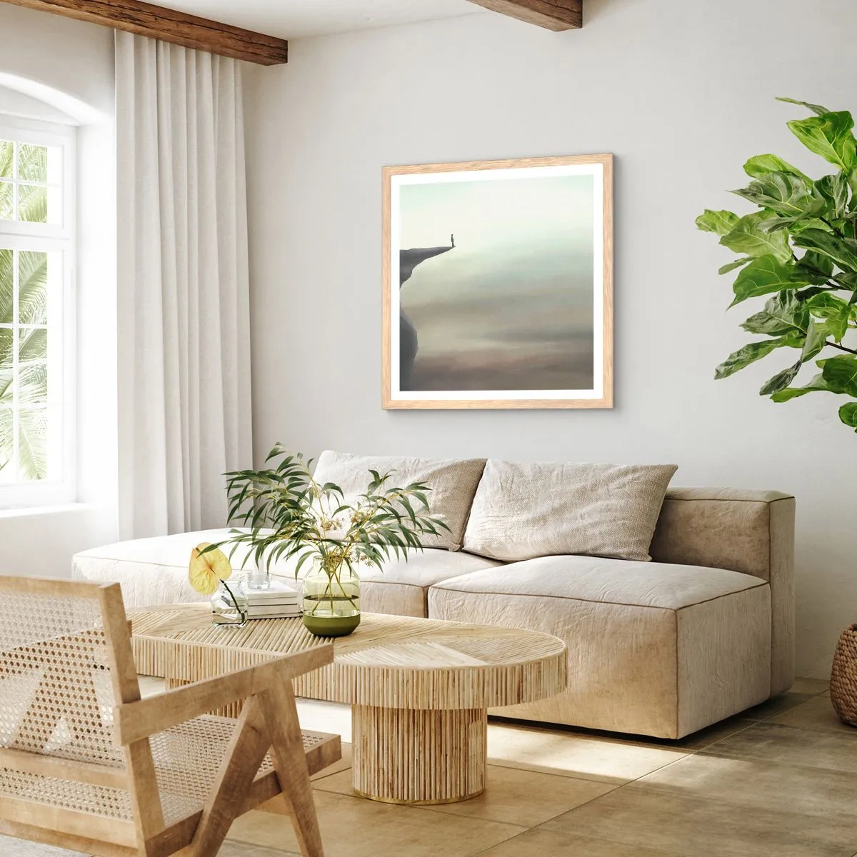 Poszter világos tölgy keretben - Természetesen felfelé! - 60x60 cm