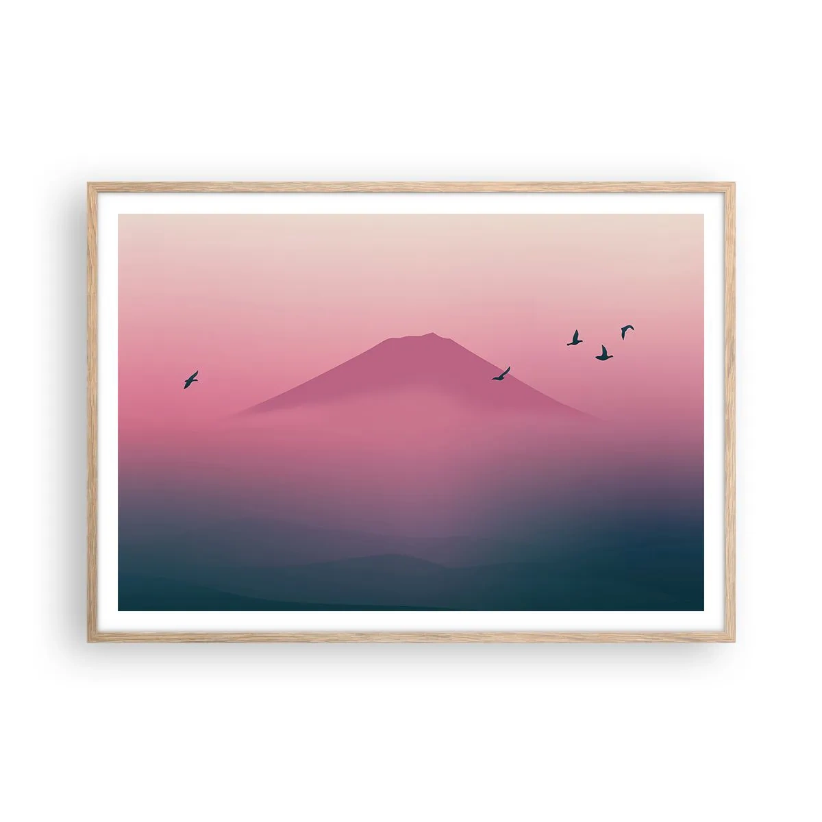 Poszter világos tölgy keretben - Vándorok a felhők felett - 100x70 cm