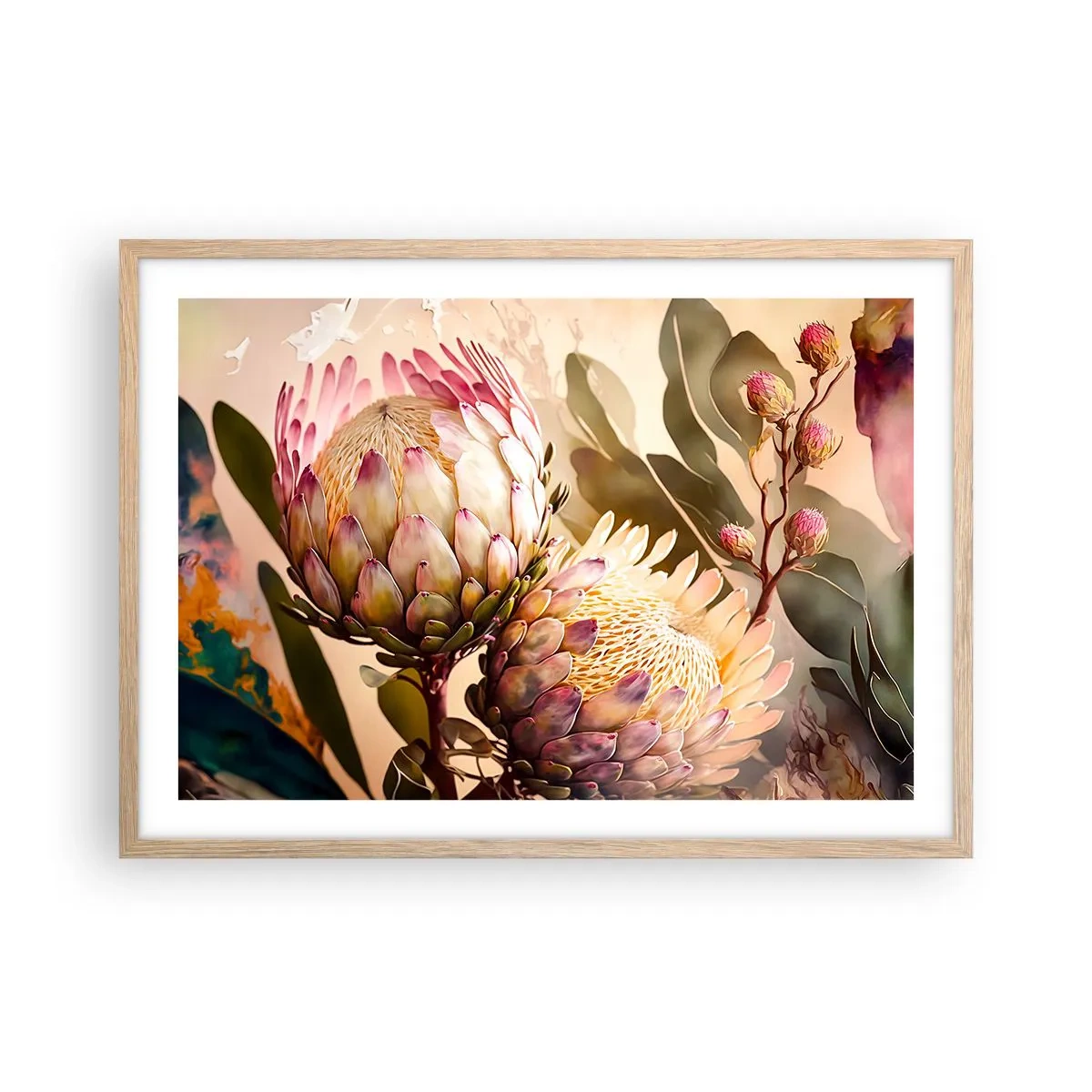 Poszter világos tölgy keretben - Gyengéden átölelve - 70x50 cm