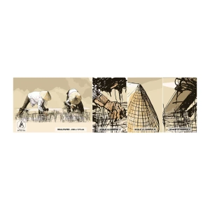 Fotótapéta Minta Öntapadós Deluxe Sticker - Sikeres betakarítást - Ázsia, Rizsültetvény, Rizsföld - 100x30 cm