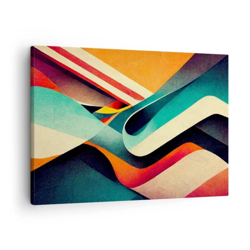 Vászonkép - Színes absztrakt hullámok dinamikus kompozícióban - 70x50cm - Intenzív kompozíció - Modern fali dekoráció nappalihoz és hálószobához ARTTOR