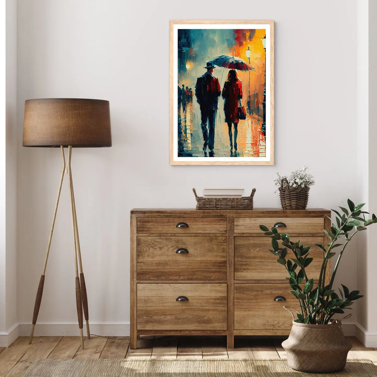 Poszter világos tölgy keretben - Városi love strory - 30x40 cm