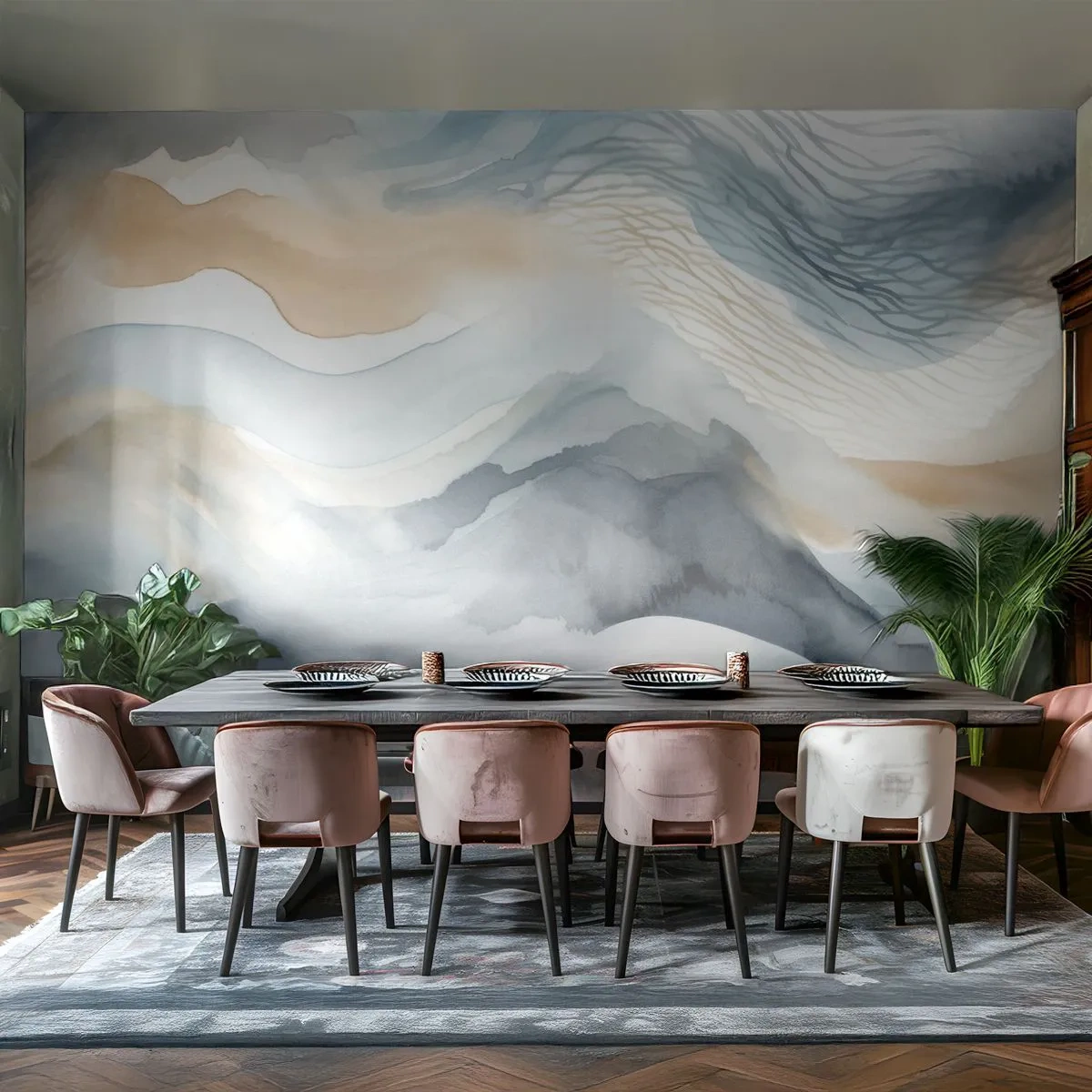 Öntapadós Fotótapéta Deluxe Sticker - Hó és köd absztrakció - Darab, Vízfestmény, Minimalizmus - 200x140 cm