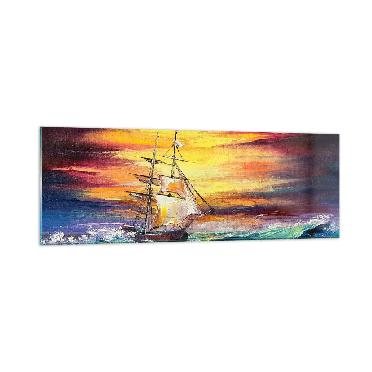 Üveg kép - Bátran a hullámok alatt - 90x30 cm