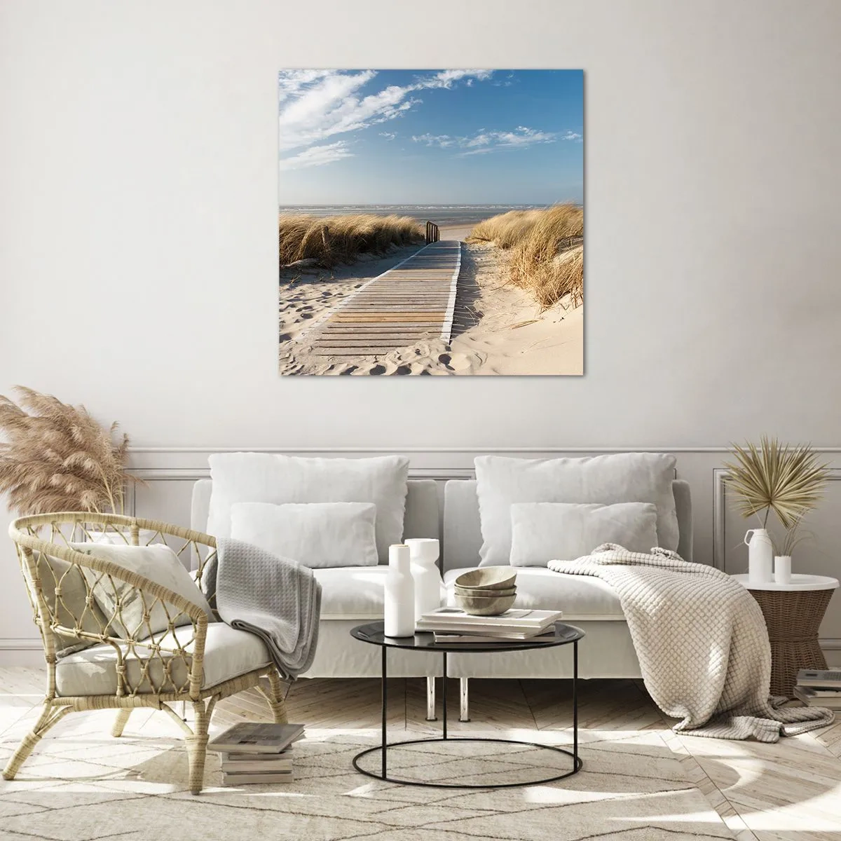 Üveg kép - A dűne mögött, a fű susogásában - 70x70 cm