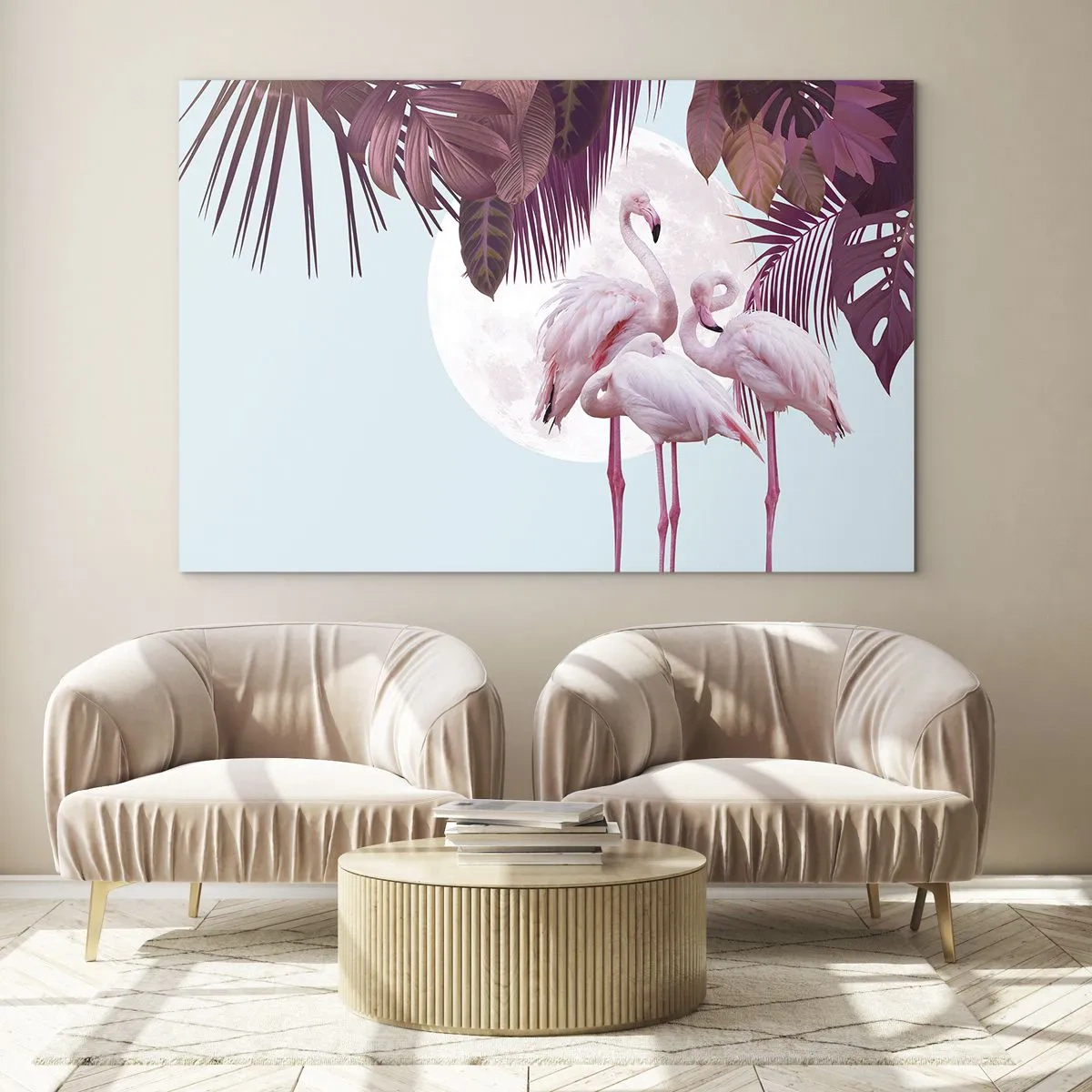 Üveg kép - Három madár kegyelem - 70x50cm - Három madárgrácia - Modern fali dekoráció nappalihoz és hálószobához ARTTOR