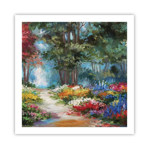 Poszter - Erdei kert, virágos erdő - 60x60 cm
