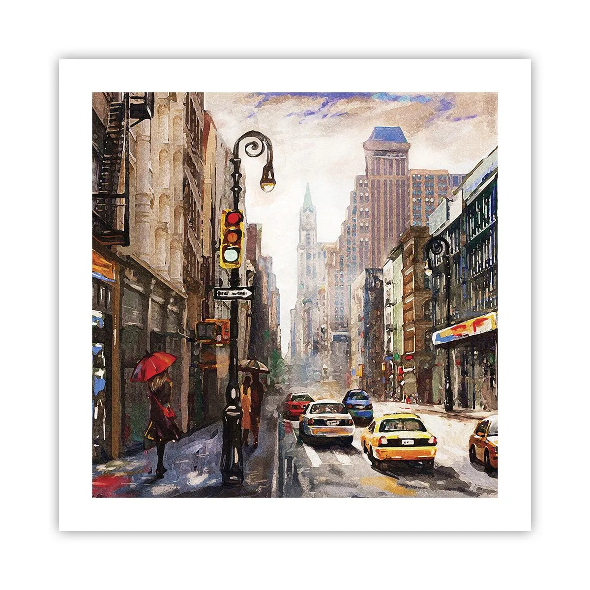 Poszter - New York – esőben is színes - 50x50 cm