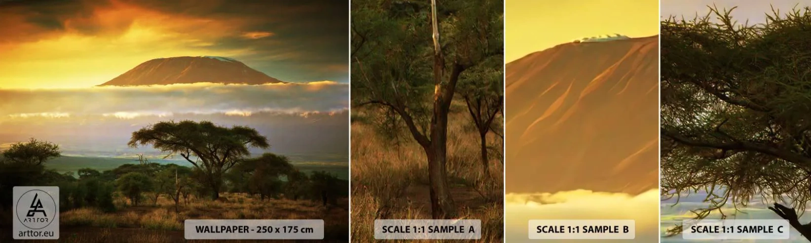 Fotótapéta Minta Öntapadós Deluxe Sticker - Utazó álma - Tájkép, Kilimandzsáró-hegy, Afrika - 100x30 cm