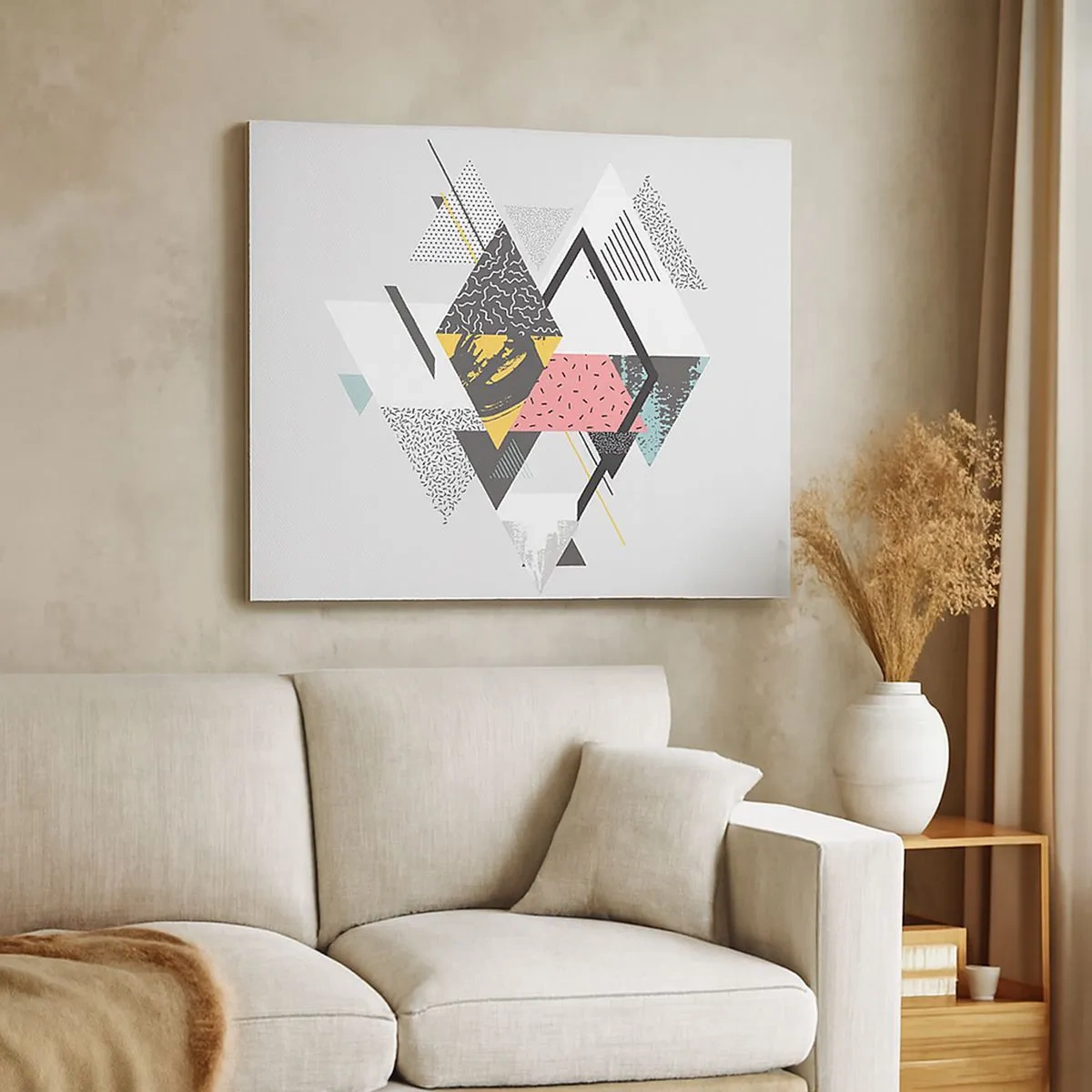 Vászonkép - Geometrikus minták világos háttéren - 70x50cm - Variáció háromszögön és rombuszon - Modern fali dekoráció nappalihoz és hálószobához ARTTOR