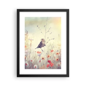 Poszter fehér keretben - Madárportré egy réttel a háttérben - 30x40 cm