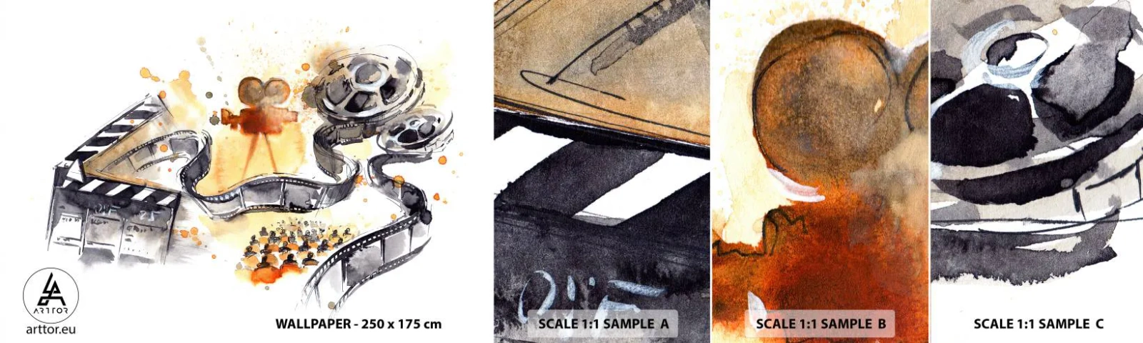 Fotótapéta Minta Standard Eco - Az álmok földjén - Film projektor, Film tekercs, Filmezés - 100x30 cm