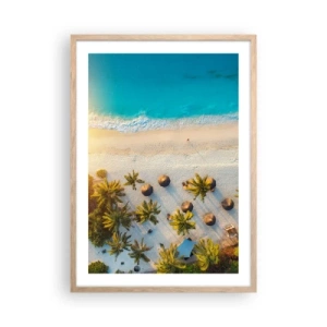 Poszter világos tölgy keretben - Üdvözöljük a paradicsomban - 50x70 cm