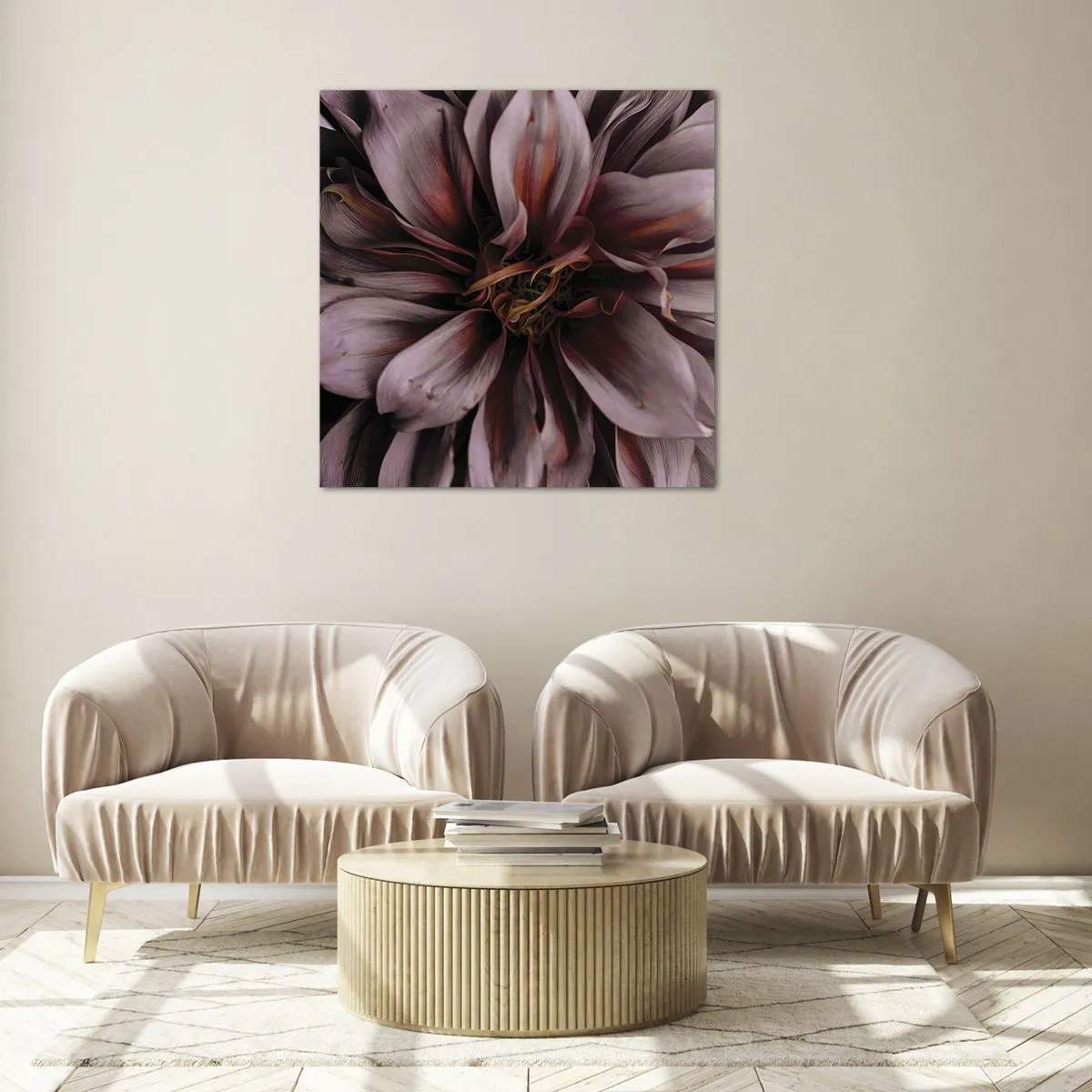 Üveg kép - Virágos szív - 30x30 cm