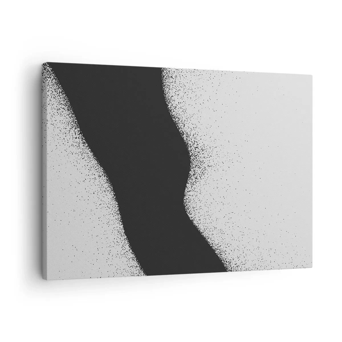 Vászonkép - Absztrakt fekete-fehér minta finom pöttyökkel a vászonon - 70x50cm - Folyékony egyensúly - Modern fali dekoráció nappalihoz és hálószobához ARTTOR