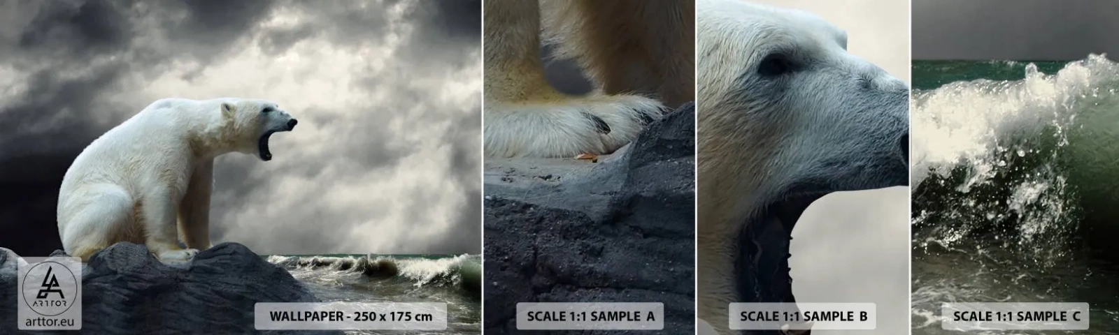 Fotótapéta Minta Standard Eco - A sarkvidék magányos királya - Állatok, Jegesmedve, óceán - 100x30 cm