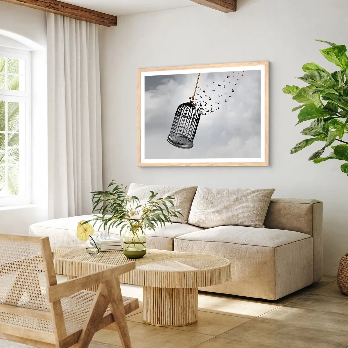 Poszter világos tölgy keretben - Hit... Remény... Szabadság! - 91x61 cm