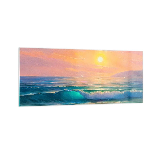 Üveg kép - A hullámok türkizkék dala - 100x40 cm